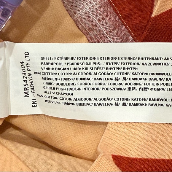 Mon Renn Surreal Midi Dress Tropico Print Red Medium Drop Waist Cotton Vacation - Picture 11 of 16